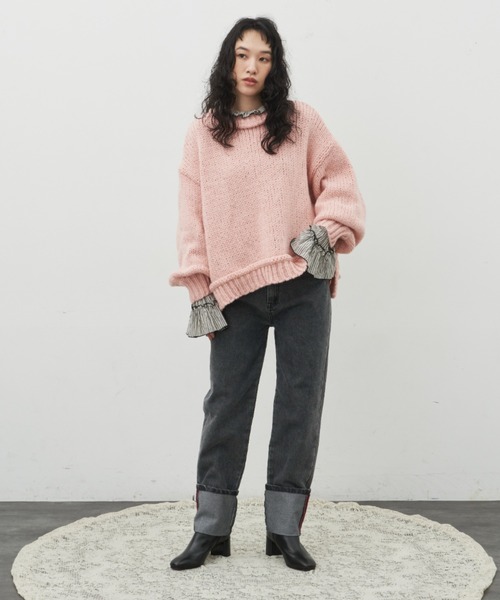 Libra Cue（リブラ キュー）の「ロールアップストレートデニム（デニムパンツ・レディース・ブラック/ネイビー・1/2）」の17枚目の写真