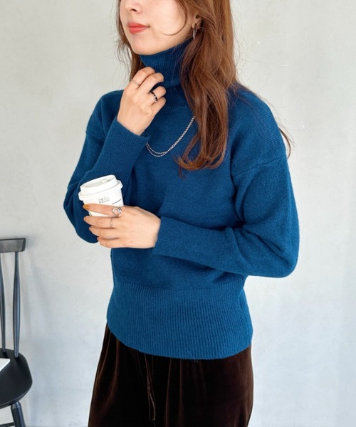 un+frame(アンフレーム)の「turtleneck knit tops/タートルネックカラーニットトップス(ニット/セーター・レディース・ブラック/ブルー/ブラウン/オレンジ/アイボリー/グリーン・FREE)」の1枚目の写真