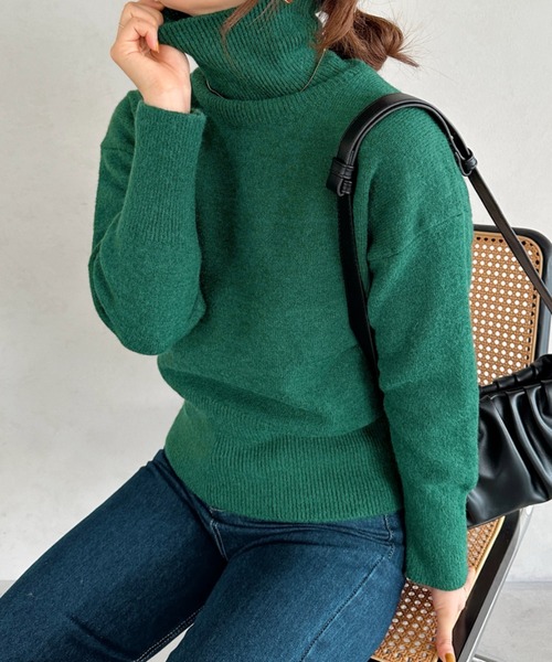 un+frame(アンフレーム)の「turtleneck knit tops/タートルネックカラーニットトップス(ニット/セーター・レディース・ブラック/ブルー/ブラウン/オレンジ/アイボリー/グリーン・FREE)」の5枚目の写真