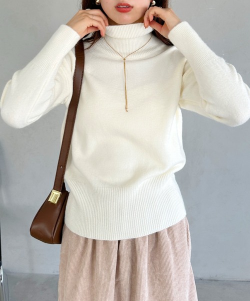un+frame(アンフレーム)の「turtleneck knit tops/タートルネックカラーニットトップス(ニット/セーター・レディース・ブラック/ブルー/ブラウン/オレンジ/アイボリー/グリーン・FREE)」の2枚目の写真