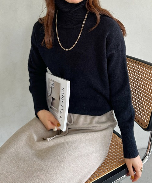 un+frame(アンフレーム)の「turtleneck knit tops/タートルネックカラーニットトップス(ニット/セーター・レディース・ブラック/ブルー/ブラウン/オレンジ/アイボリー/グリーン・FREE)」の7枚目の写真