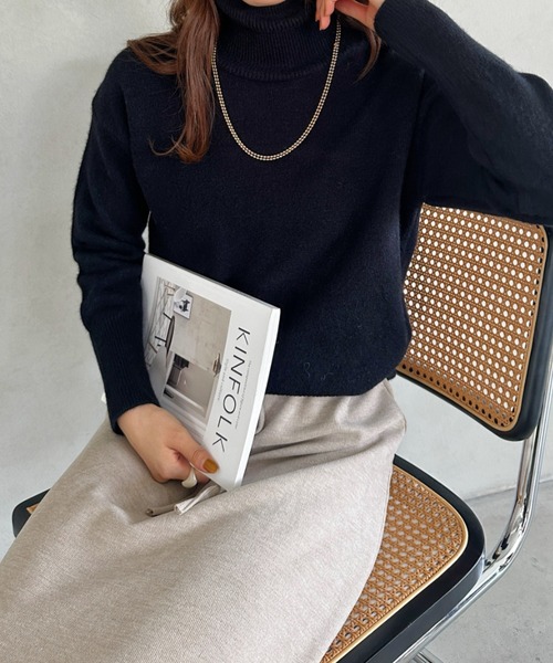 un+frame(アンフレーム)の「turtleneck knit tops/タートルネックカラーニットトップス(ニット/セーター・レディース・ブラック/ブルー/ブラウン/オレンジ/アイボリー/グリーン・FREE)」の8枚目の写真