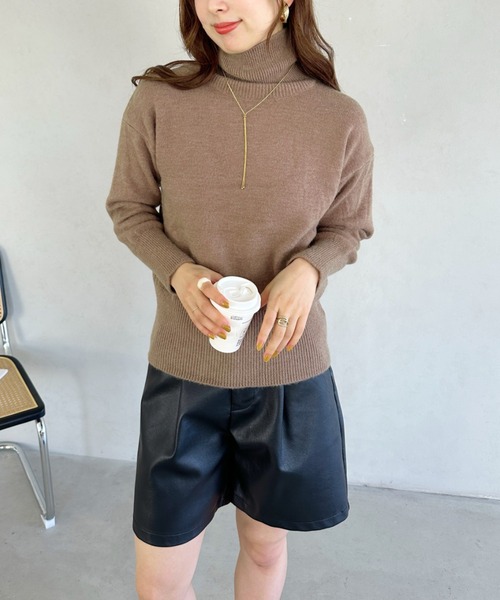 un+frame(アンフレーム)の「turtleneck knit tops/タートルネックカラーニットトップス(ニット/セーター・レディース・ブラック/ブルー/ブラウン/オレンジ/アイボリー/グリーン・FREE)」の22枚目の写真