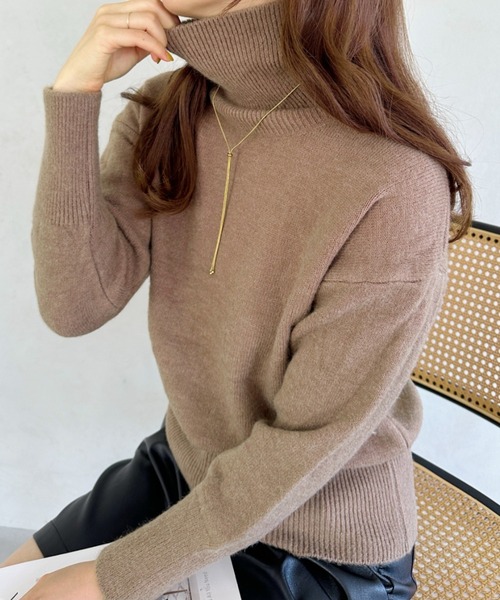 un+frame(アンフレーム)の「turtleneck knit tops/タートルネックカラーニットトップス(ニット/セーター・レディース・ブラック/ブルー/ブラウン/オレンジ/アイボリー/グリーン・FREE)」の19枚目の写真