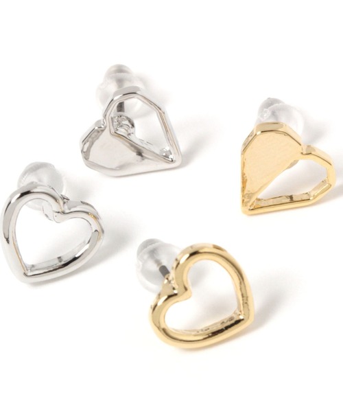 niko and...（ニコアンド）の「メタルハートセットピアス（ネックレス・レディース・イエロー/グレー・0）」の4枚目の写真