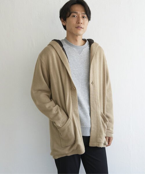 ikka(イッカ)の「ボアフリースニットフーディガン(カーディガン/ボレロ・メンズ・ブラック/ベージュ/ブラウン・S/M/L/XL)」の4枚目の写真