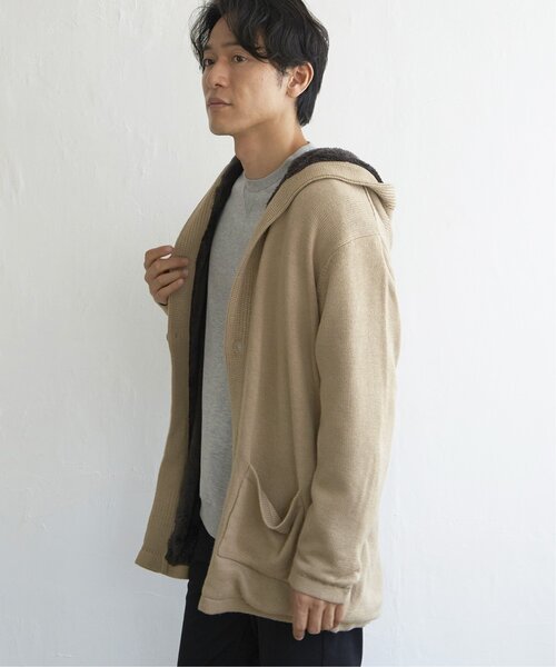 ikka(イッカ)の「ボアフリースニットフーディガン(カーディガン/ボレロ・メンズ・ブラック/ベージュ/ブラウン・S/M/L/XL)」の12枚目の写真