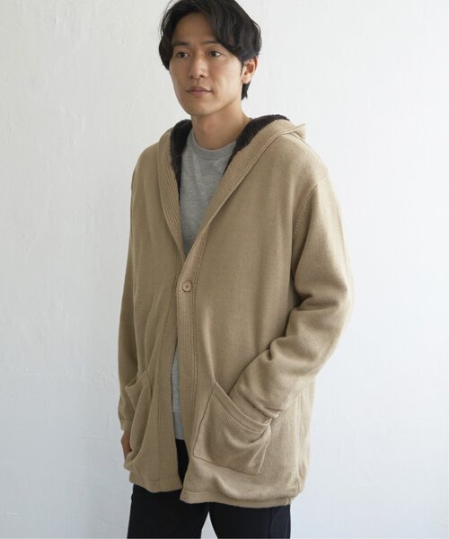 ikka(イッカ)の「ボアフリースニットフーディガン(カーディガン/ボレロ・メンズ・ブラック/ベージュ/ブラウン・S/M/L/XL)」の14枚目の写真