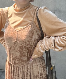 【Alley】マットベロアボリューム袖ハイネックプルオーバー