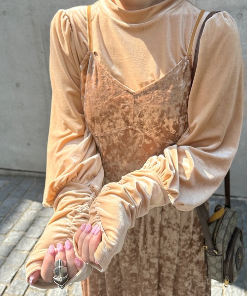 Alley by w closet（アリーバイダブルクローゼット）の「【Alley】マットベロアボリューム袖ハイネックプルオーバー（Tシャツ/カットソー・レディース・オレンジ系/ネイビー・FREE）」の8枚目の写真