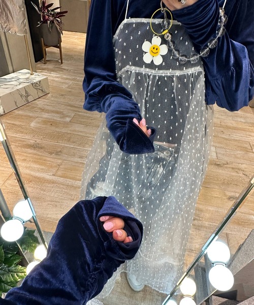 Alley by w closet（アリーバイダブルクローゼット）の「【Alley】マットベロアボリューム袖ハイネックプルオーバー（Tシャツ/カットソー・レディース・オレンジ系/ネイビー・FREE）」の14枚目の写真