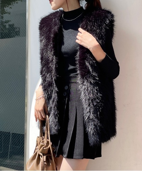 one way（ワンウェイ）の「ファーベスト（ベスト・レディース・ホワイト/ブラック・FREE）」の2枚目の写真