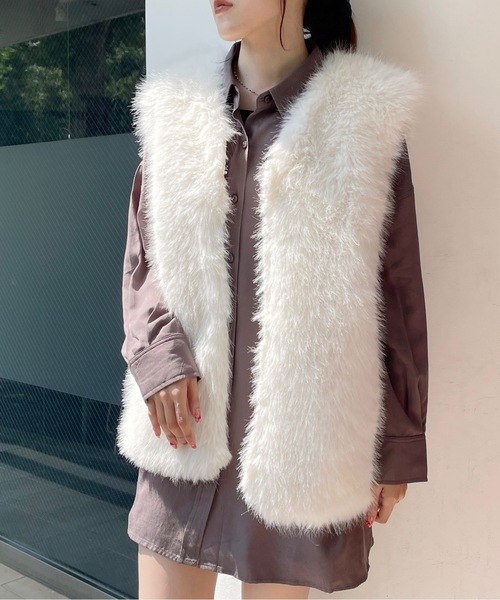 one way（ワンウェイ）の「ファーベスト（ベスト・レディース・ホワイト/ブラック・FREE）」の5枚目の写真