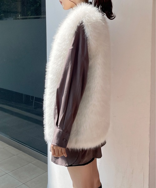 one way（ワンウェイ）の「ファーベスト（ベスト・レディース・ホワイト/ブラック・FREE）」の6枚目の写真