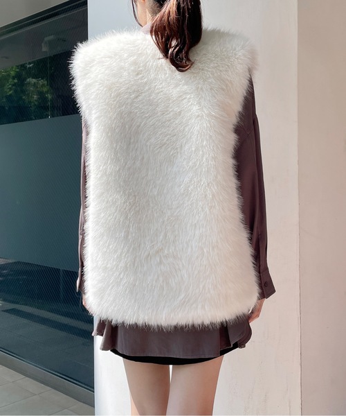 one way（ワンウェイ）の「ファーベスト（ベスト・レディース・ホワイト/ブラック・FREE）」の7枚目の写真