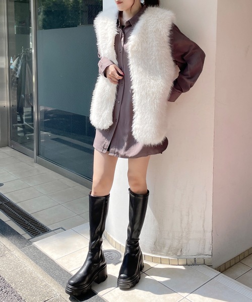 one way（ワンウェイ）の「ファーベスト（ベスト・レディース・ホワイト/ブラック・FREE）」の8枚目の写真