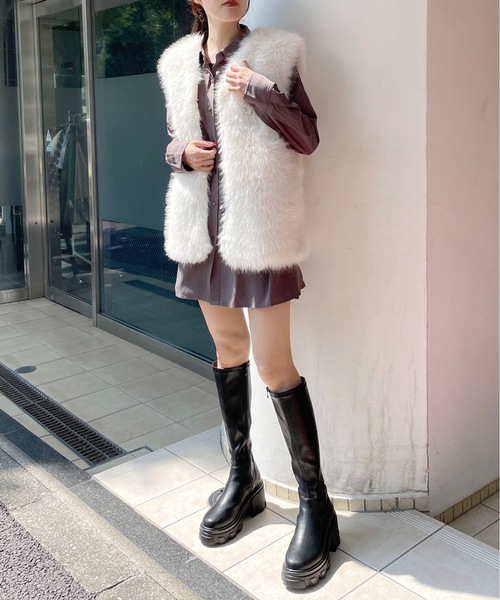 one way（ワンウェイ）の「ファーベスト（ベスト・レディース・ホワイト/ブラック・FREE）」の10枚目の写真