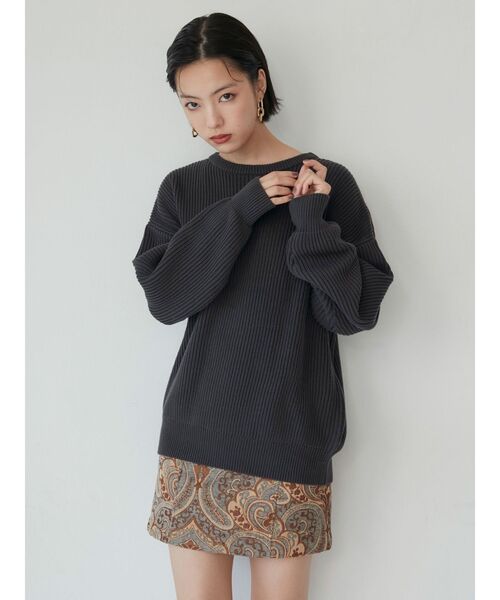 MURUA（ムルーア）の「バルキーコットンオーバーニット（ニット/セーター・レディース・ピンク/グレー/ネイビー/アイボリー/レッド/モカ・FREE）」の8枚目の写真