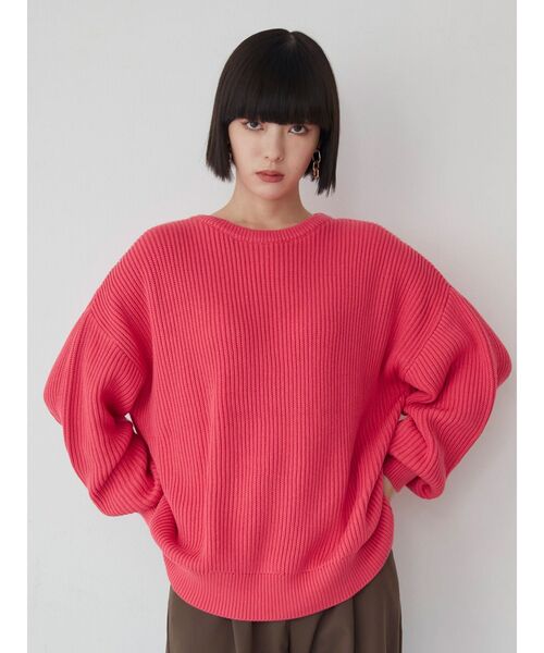 MURUA（ムルーア）の「バルキーコットンオーバーニット（ニット/セーター・レディース・ピンク/グレー/ネイビー/アイボリー/レッド/モカ・FREE）」の9枚目の写真