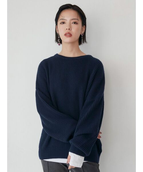 MURUA（ムルーア）の「バルキーコットンオーバーニット（ニット/セーター・レディース・ピンク/グレー/ネイビー/アイボリー/レッド/モカ・FREE）」の10枚目の写真