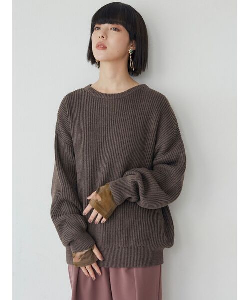 MURUA（ムルーア）の「バルキーコットンオーバーニット（ニット/セーター・レディース・ピンク/グレー/ネイビー/アイボリー/レッド/モカ・FREE）」の11枚目の写真