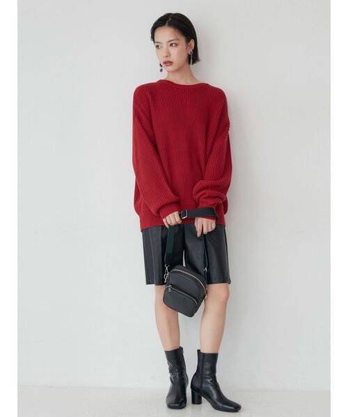 MURUA（ムルーア）の「バルキーコットンオーバーニット（ニット/セーター・レディース・ピンク/グレー/ネイビー/アイボリー/レッド/モカ・FREE）」の14枚目の写真