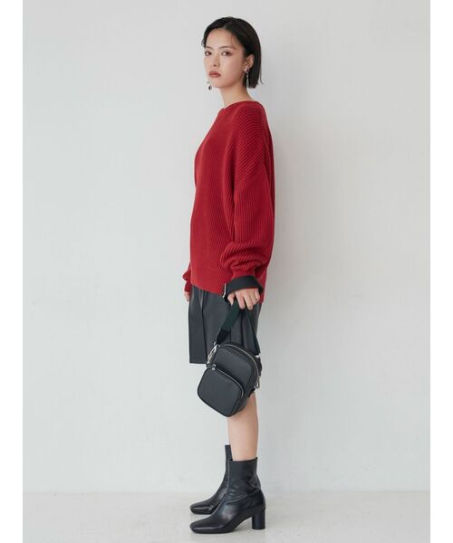 MURUA（ムルーア）の「バルキーコットンオーバーニット（ニット/セーター・レディース・ピンク/グレー/ネイビー/アイボリー/レッド/モカ・FREE）」の15枚目の写真