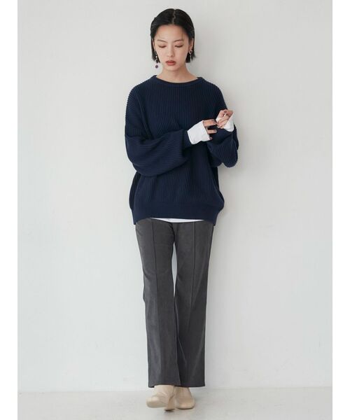 MURUA（ムルーア）の「バルキーコットンオーバーニット（ニット/セーター・レディース・ピンク/グレー/ネイビー/アイボリー/レッド/モカ・FREE）」の17枚目の写真