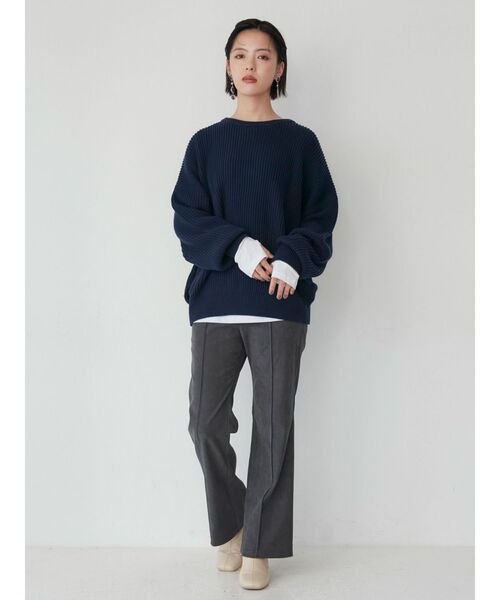 MURUA（ムルーア）の「バルキーコットンオーバーニット（ニット/セーター・レディース・ピンク/グレー/ネイビー/アイボリー/レッド/モカ・FREE）」の18枚目の写真