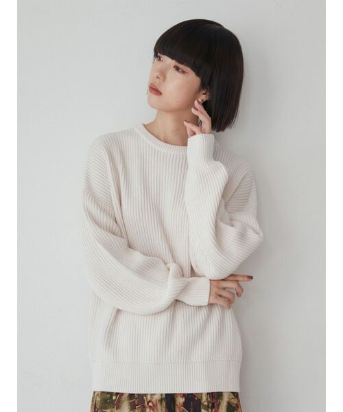 MURUA（ムルーア）の「バルキーコットンオーバーニット（ニット/セーター・レディース・ピンク/グレー/ネイビー/アイボリー/レッド/モカ・FREE）」の19枚目の写真