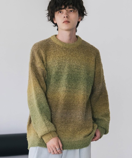 オーバーサイズグラデーションボーダーブークレーニットセーター（ニット/セーター）｜Rocky Monroe（ロッキーモンロー）