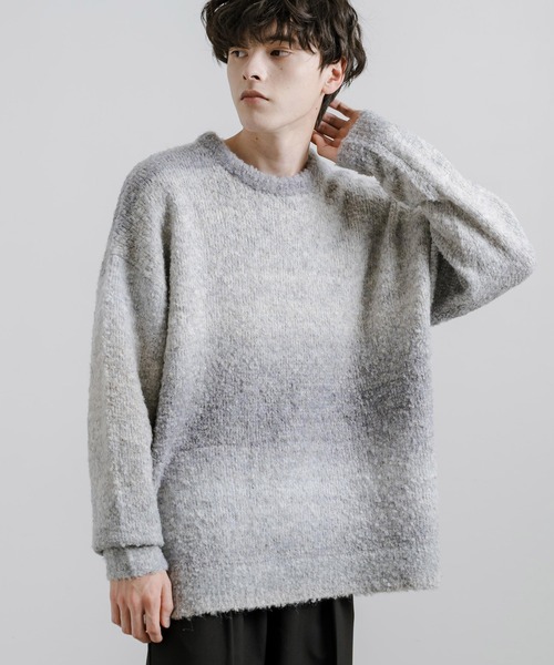 オーバーサイズグラデーションボーダーブークレーニットセーター（ニット/セーター）｜Rocky Monroe（ロッキーモンロー）