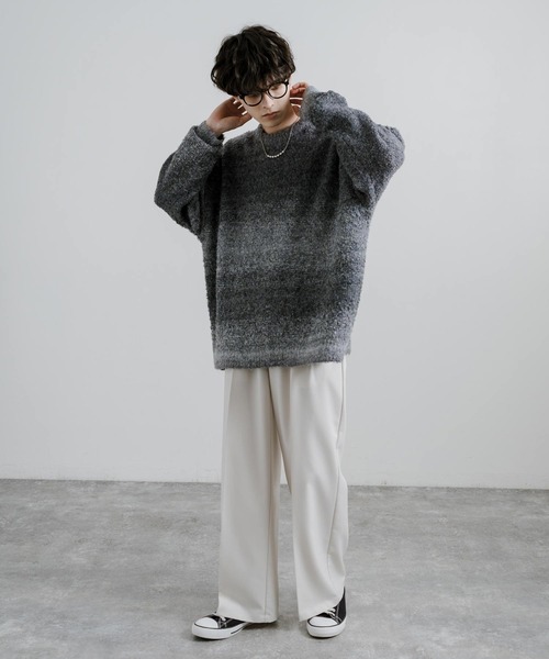 オーバーサイズグラデーションボーダーブークレーニットセーター（ニット/セーター）｜Rocky Monroe（ロッキーモンロー）