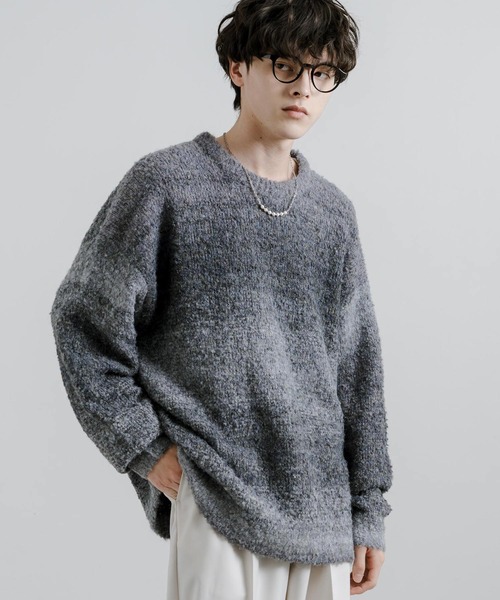 オーバーサイズグラデーションボーダーブークレーニットセーター（ニット/セーター）｜Rocky Monroe（ロッキーモンロー）