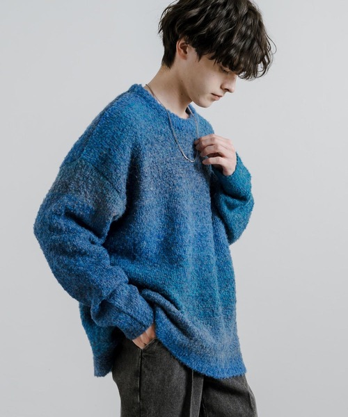 オーバーサイズグラデーションボーダーブークレーニットセーター（ニット/セーター）｜Rocky Monroe（ロッキーモンロー）