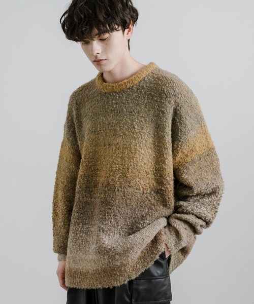 オーバーサイズグラデーションボーダーブークレーニットセーター（ニット/セーター）｜Rocky Monroe（ロッキーモンロー）