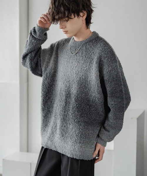 セール】新色追加 オーバーサイズ ウール混ブークレー段染め