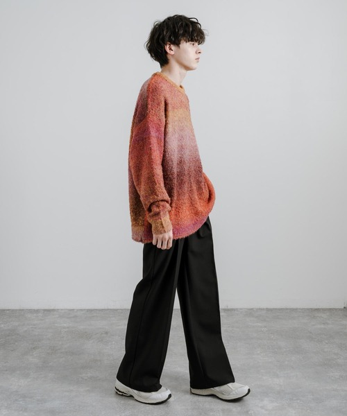 オーバーサイズグラデーションボーダーブークレーニットセーター（ニット/セーター）｜Rocky Monroe（ロッキーモンロー）