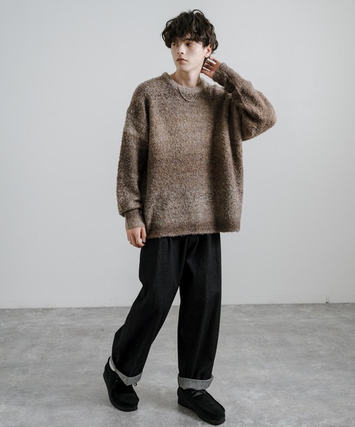 オーバーサイズグラデーションボーダーブークレーニットセーター（ニット/セーター）｜Rocky Monroe（ロッキーモンロー）