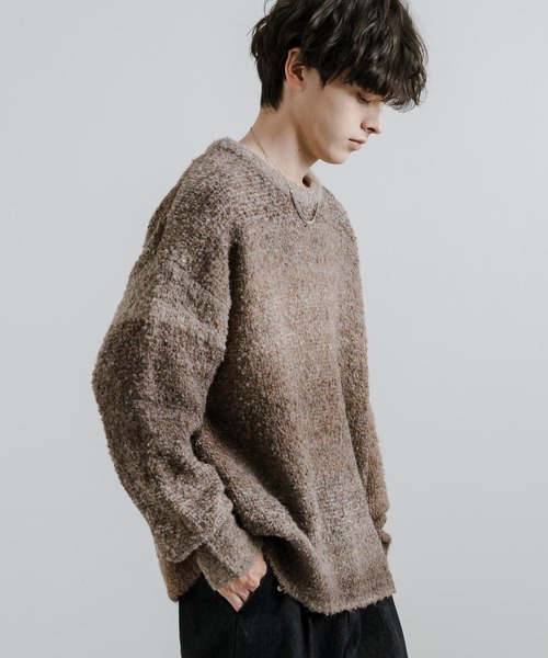 オーバーサイズグラデーションボーダーブークレーニットセーター（ニット/セーター）｜Rocky Monroe（ロッキーモンロー）