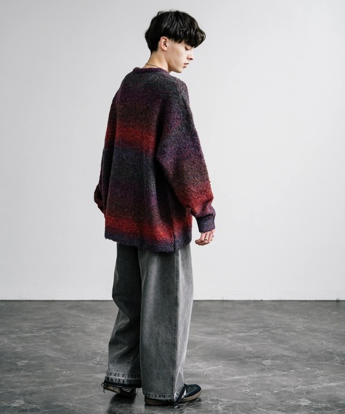 オーバーサイズグラデーションボーダーブークレーニットセーター（ニット/セーター）｜Rocky Monroe（ロッキーモンロー）