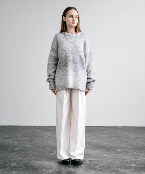 オーバーサイズグラデーションボーダーブークレーニットセーター（ニット/セーター）｜Rocky Monroe（ロッキーモンロー）