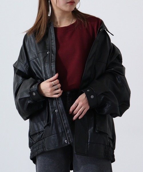 revertical（リバーティカル）の「ワッフル調BIGシルエットT（Tシャツ/カットソー・メンズ・ブルー/グレー/ブラック/ワイン・M/L）」の4枚目の写真