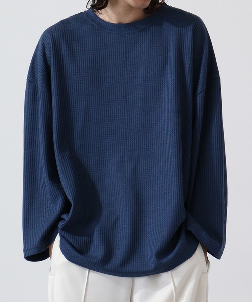 revertical（リバーティカル）の「ワッフル調BIGシルエットT（Tシャツ/カットソー・メンズ・ブルー/グレー/ブラック/ワイン・M/L）」の3枚目の写真