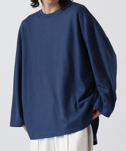 revertical（リバーティカル）の「ワッフル調BIGシルエットT（Tシャツ/カットソー・メンズ・ブルー/グレー/ブラック/ワイン・M/L）」の14枚目の写真