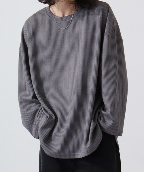 revertical（リバーティカル）の「ワッフル調BIGシルエットT（Tシャツ/カットソー・メンズ・ブルー/グレー/ブラック/ワイン・M/L）」の10枚目の写真