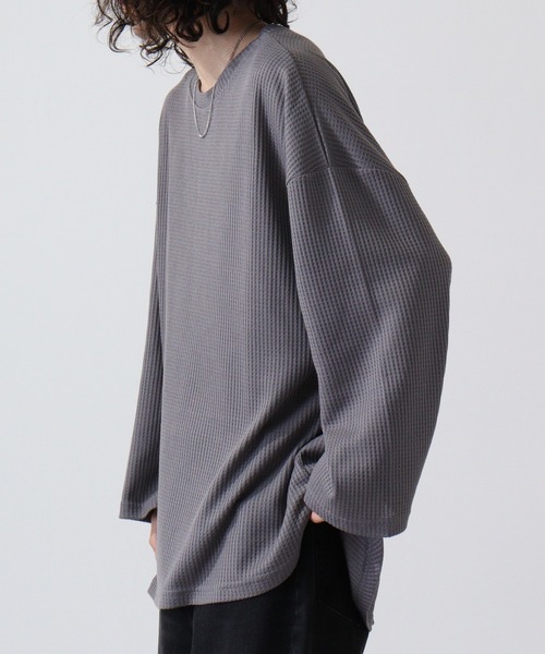revertical（リバーティカル）の「ワッフル調BIGシルエットT（Tシャツ/カットソー・メンズ・ブルー/グレー/ブラック/ワイン・M/L）」の11枚目の写真