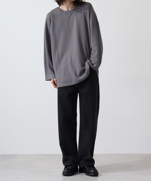 revertical（リバーティカル）の「ワッフル調BIGシルエットT（Tシャツ/カットソー・メンズ・ブルー/グレー/ブラック/ワイン・M/L）」の13枚目の写真