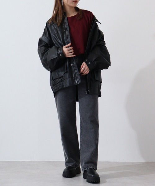 revertical（リバーティカル）の「ワッフル調BIGシルエットT（Tシャツ/カットソー・メンズ・ブルー/グレー/ブラック/ワイン・M/L）」の21枚目の写真