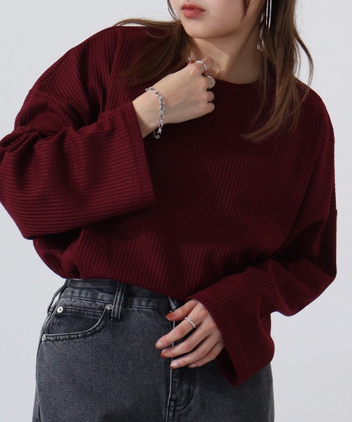 revertical（リバーティカル）の「ワッフル調BIGシルエットT（Tシャツ/カットソー・メンズ・ブルー/グレー/ブラック/ワイン・M/L）」の18枚目の写真